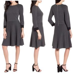 NWT VINCE CAMUTO Fit & Flare Knitted Sweater Dress Size XL Heather Gray $149